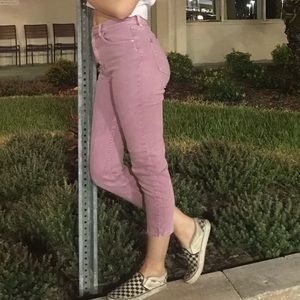 Acid wash pink mom jeans